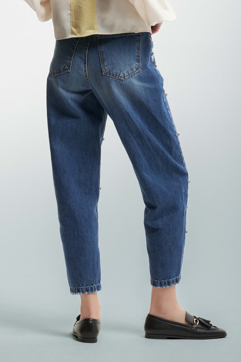 Jeans effetto used con borchie - Pantalone Denim RELKE