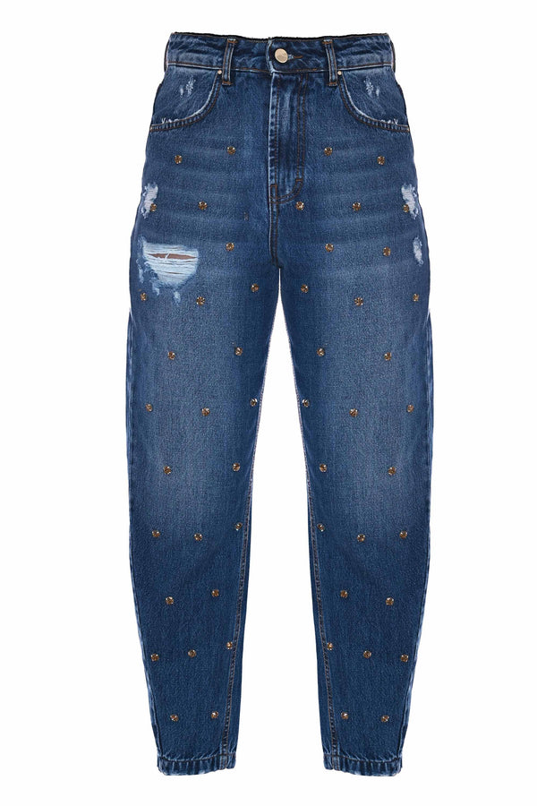 Jeans effetto used con borchie - Pantalone Denim RELKE