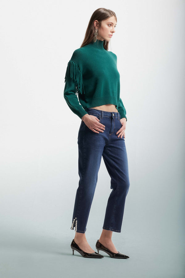 Jeans con spacchi e strass - Pantalone Denim IVANNA