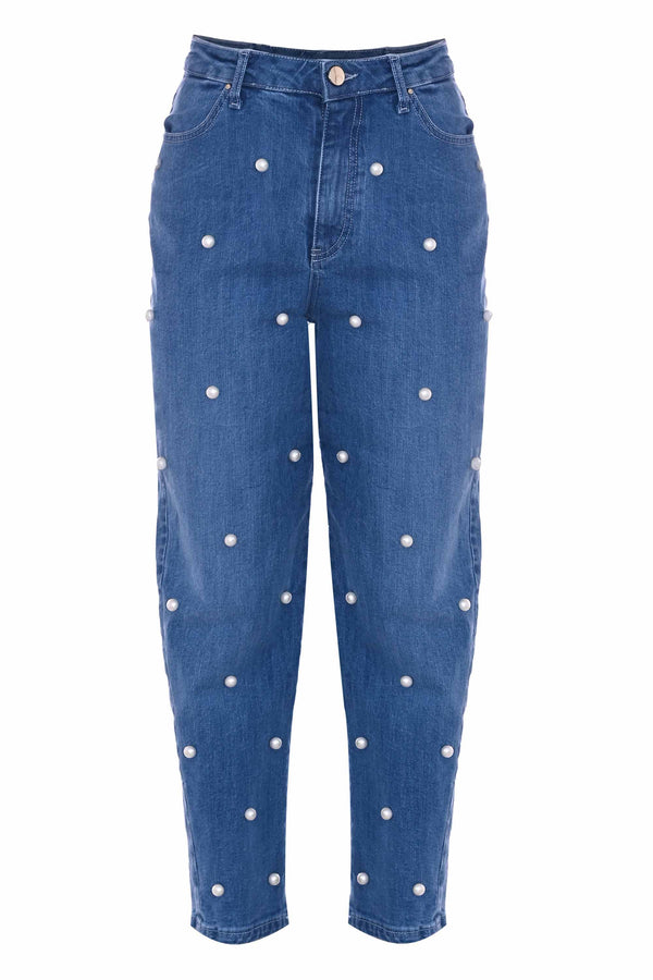 Jeans baggy con perline allover - Pantalone Denim BATILDA