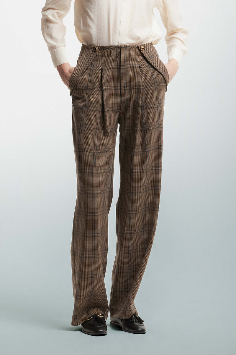 Pantaloni con fantasia tartan e pinces - Pantalone FELICITAS