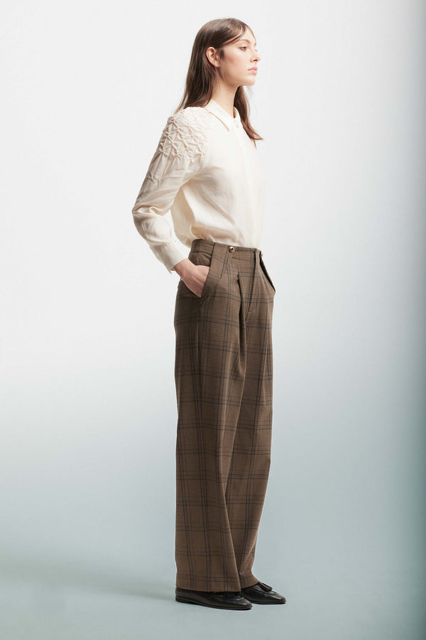 Tartan patterned trousers with pleats - Trousers FELICITAS