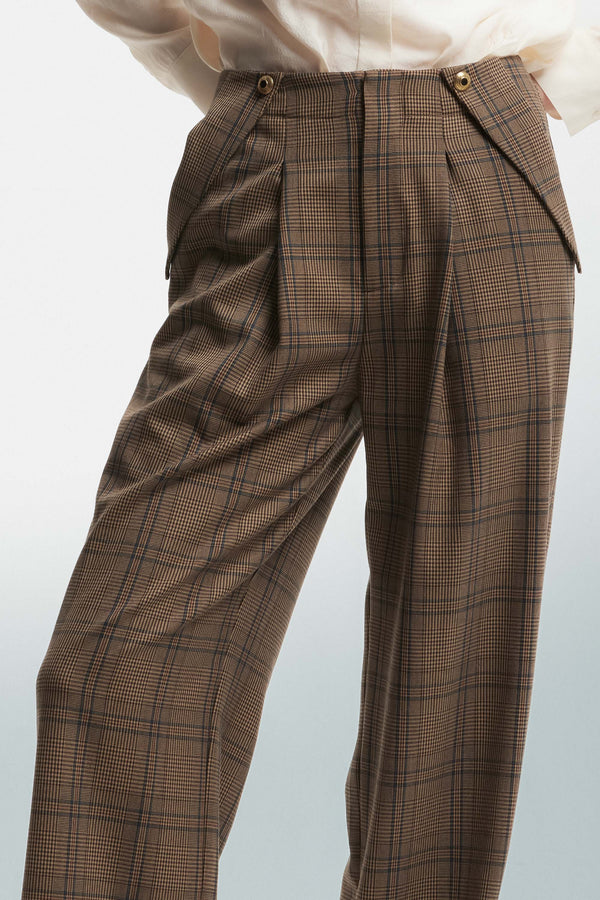 Tartan patterned trousers with pleats - Trousers FELICITAS