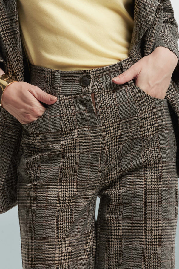 Pantalon évasé, motif à carreaux - Pantalon NIK