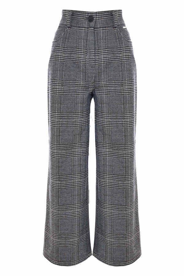 Pantalon évasé, motif à carreaux - Pantalon NIK