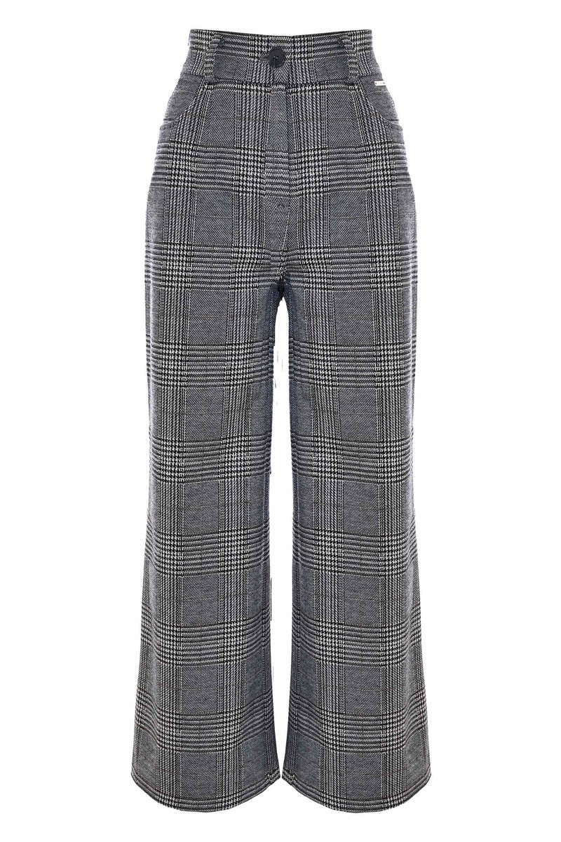 Pantalon évasé, motif à carreaux - Pantalon NIK