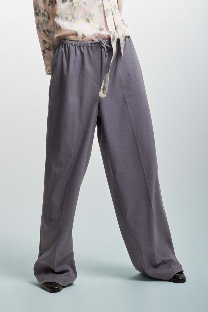 Pinstriped trousers with a drawstring waist - Trousers DEBY