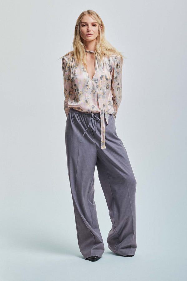 Pantaloni gessati con coulisse in vita - Pantalone DEBY