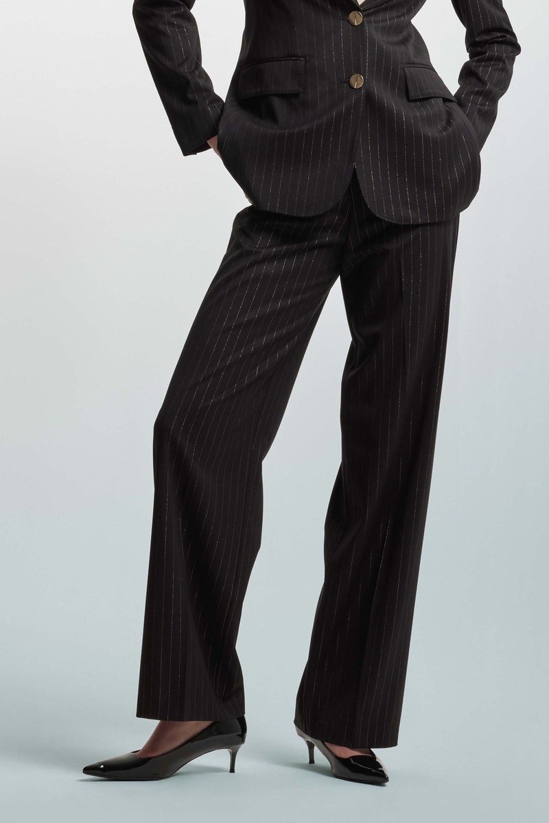 Elegant trousers with shiny pinstripes - Trousers IRENY