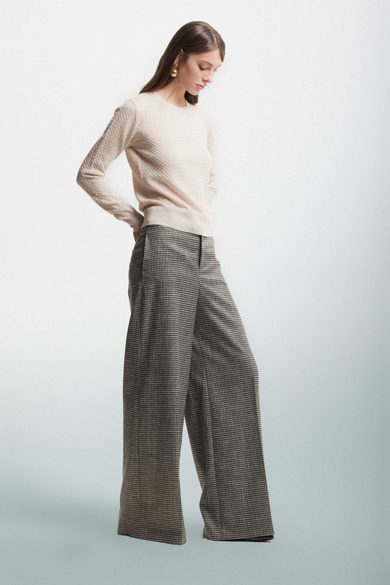 Patterned palazzo trousers with pleats - Trousers HADIN