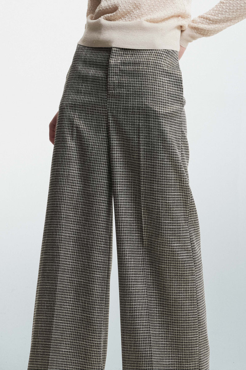 Patterned palazzo trousers with pleats - Trousers HADIN