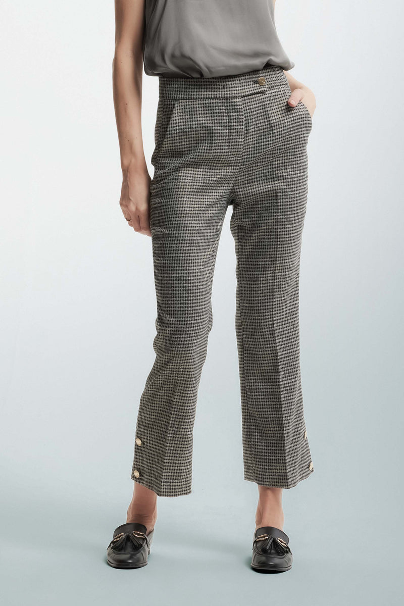 Pantalon à motif avec fentes et boutons décoratifs - Pantalon HASSO