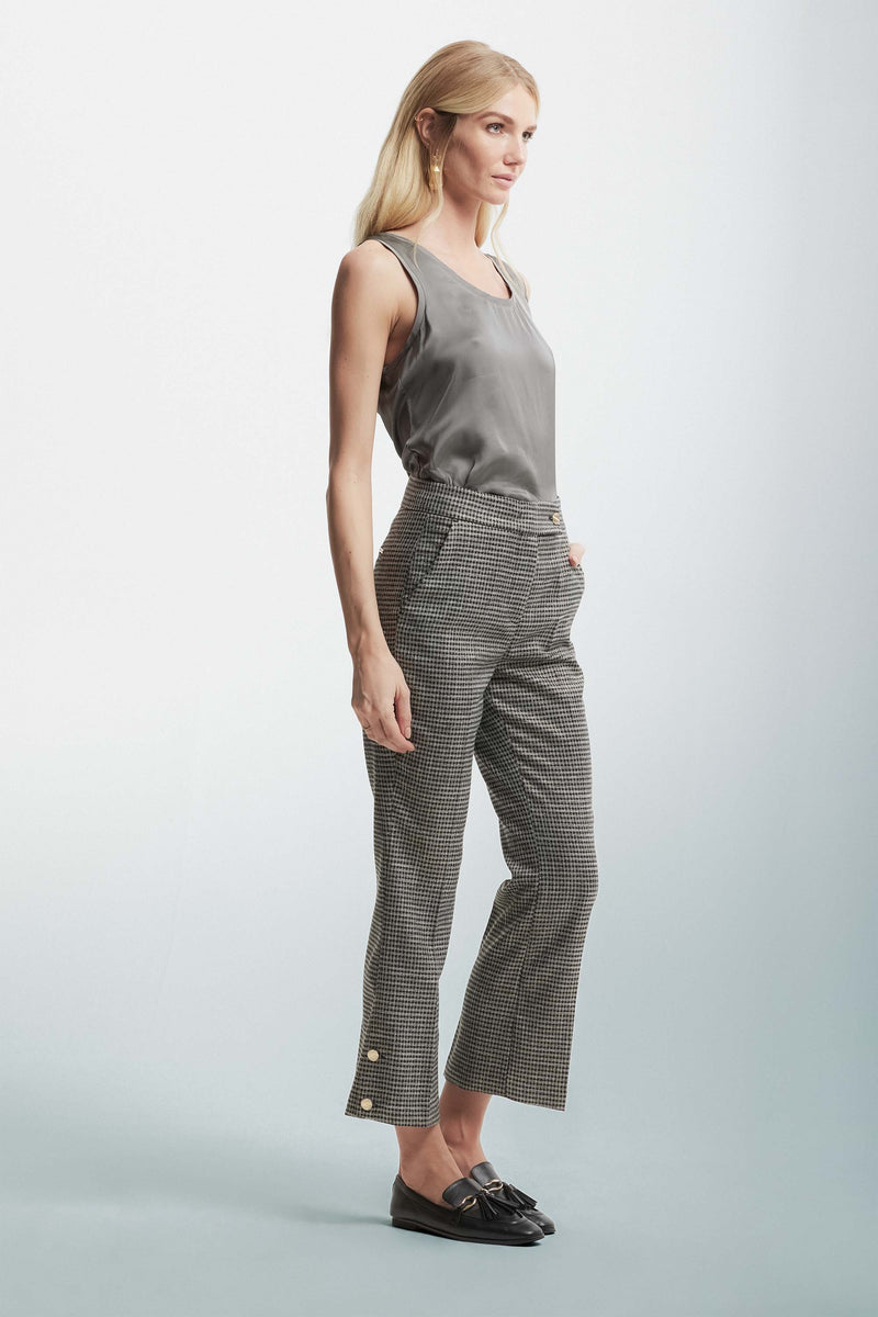 Patterned trousers with slits and decorative buttons - Trousers HASSO