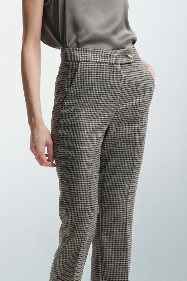 Pantalon à motif avec fentes et boutons décoratifs - Pantalon HASSO