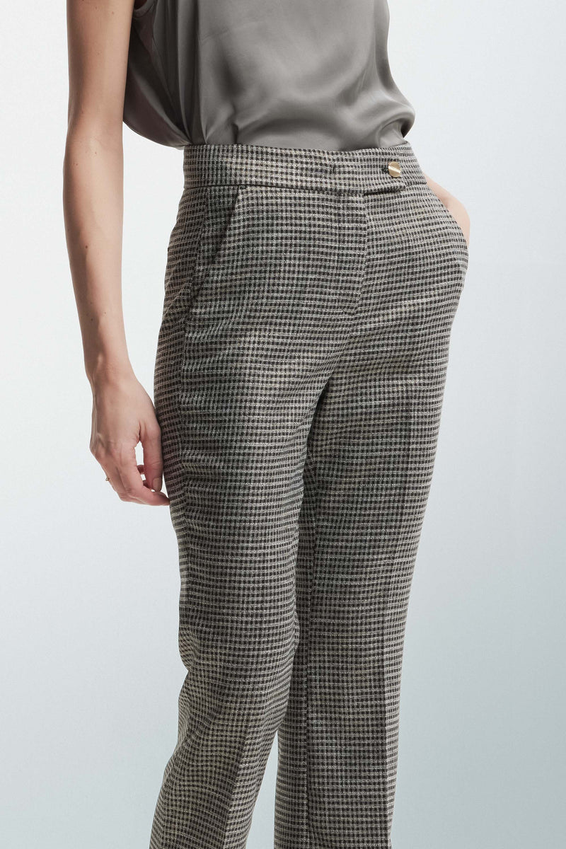 Patterned trousers with slits and decorative buttons - Trousers HASSO