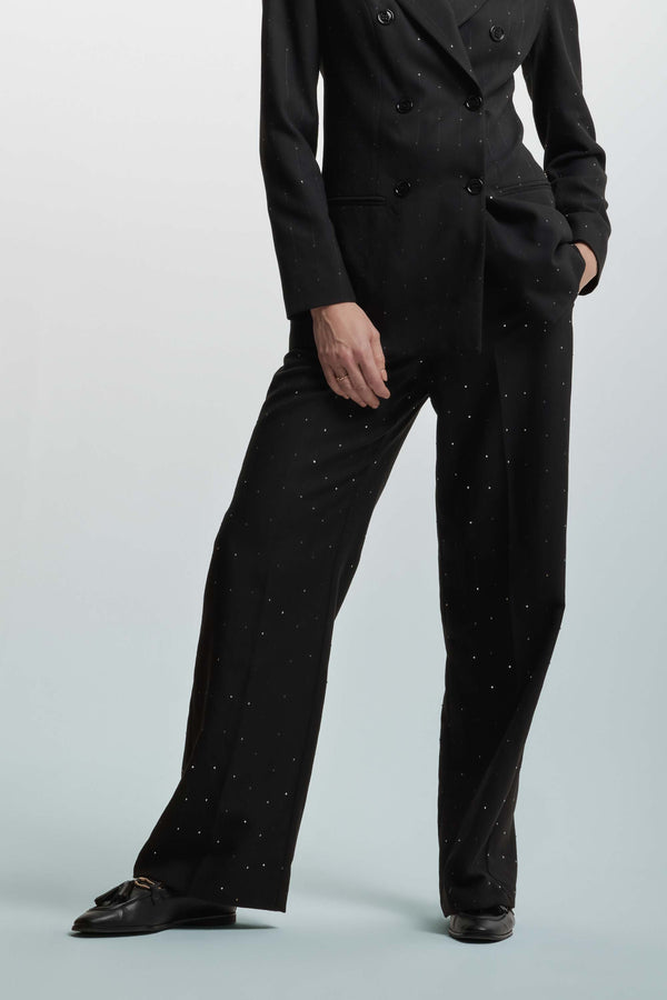 Straight leg trousers with all-over rhinestones - Trousers ILLIAN