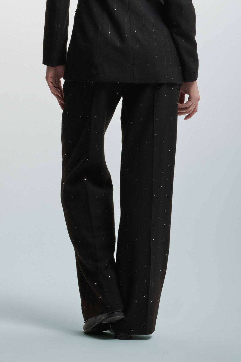 Straight leg trousers with all-over rhinestones - Trousers ILLIAN