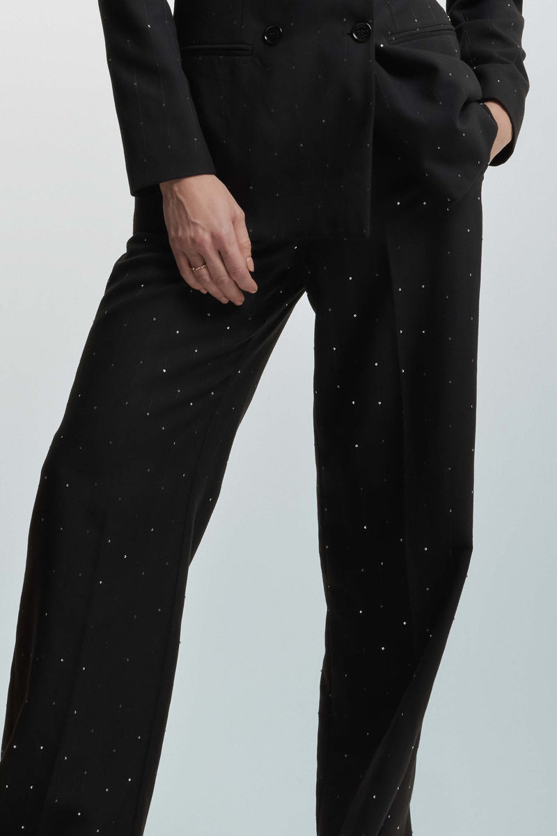 Straight leg trousers with all-over rhinestones - Trousers ILLIAN