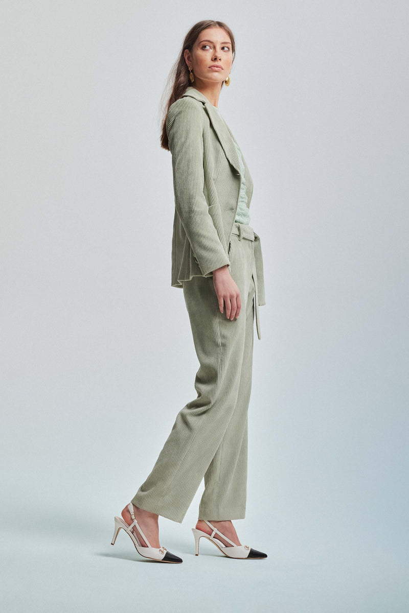 Corduroy trousers with a matching belt - Trousers CORALIE