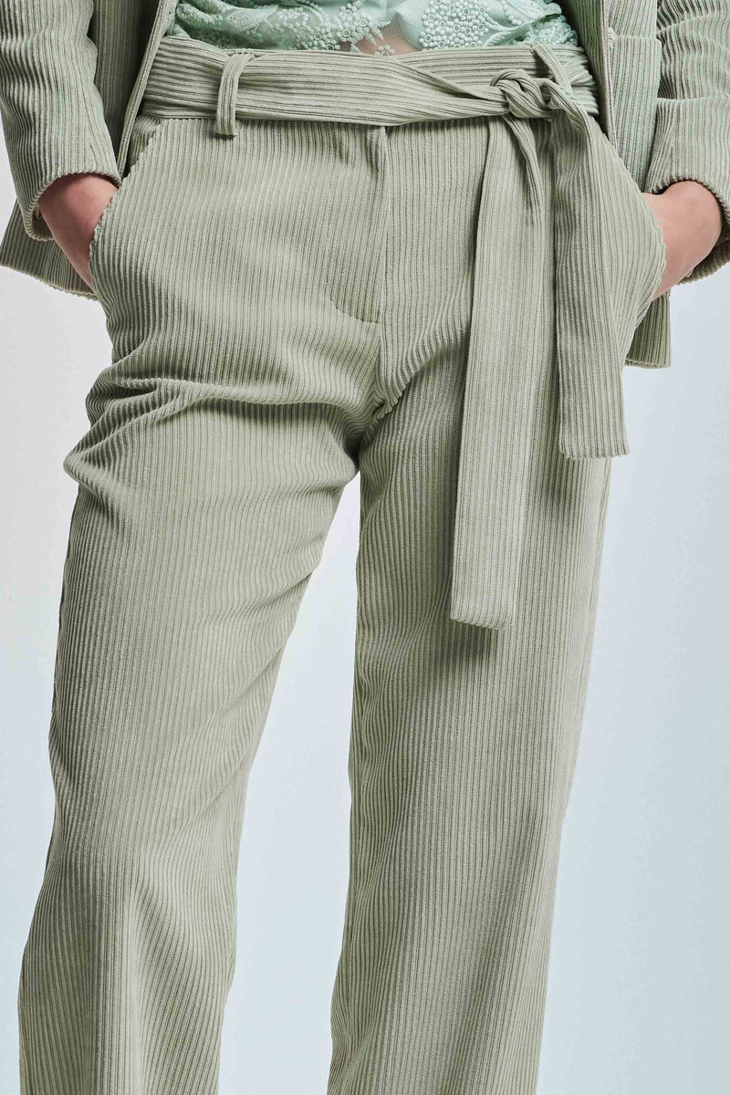 Corduroy trousers with a matching belt - Trousers CORALIE