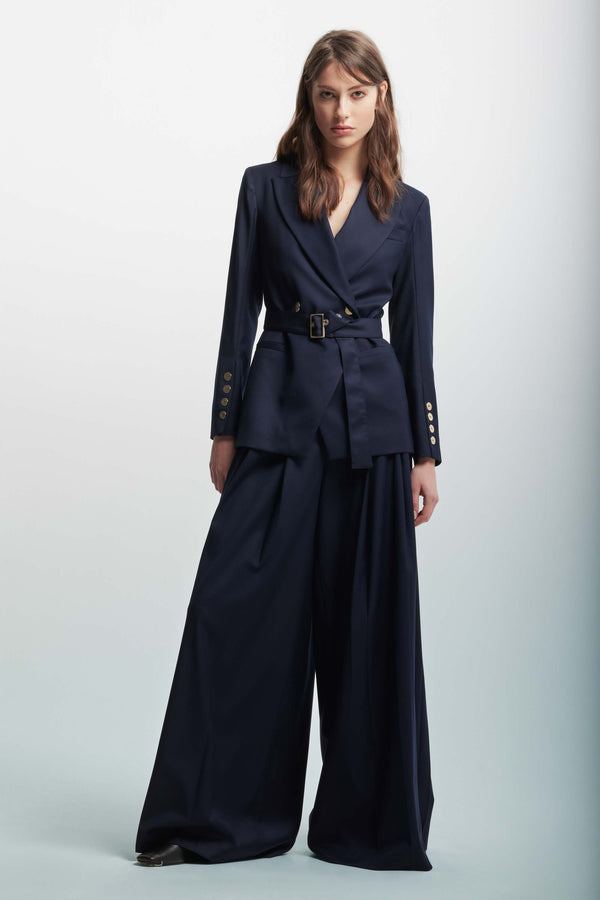 Trouser suit with a belt - Suit Jacket-Trousers NIKKY