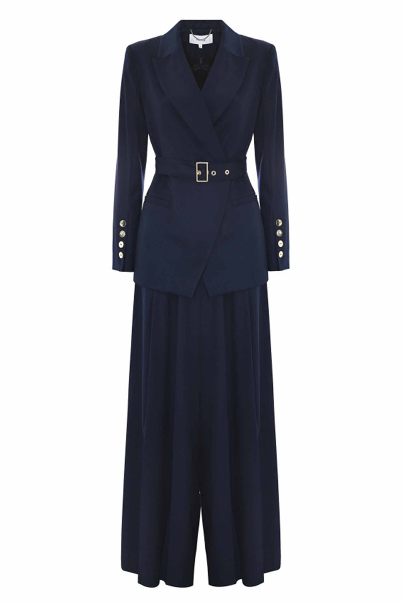 Trouser suit with a belt - Suit Jacket-Trousers NIKKY