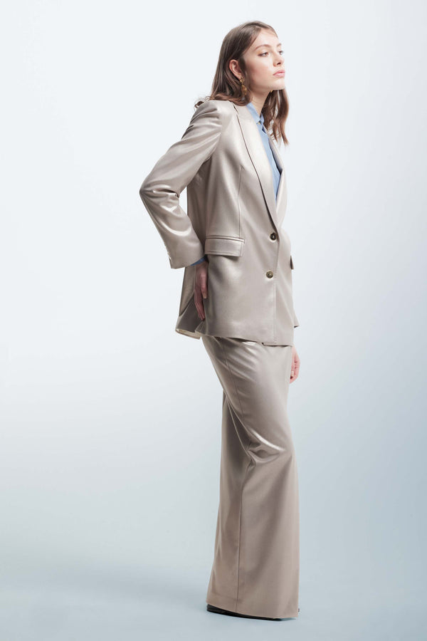 Suit made from shiny fabric - Suit Jacket-Trousers BRIGIDA