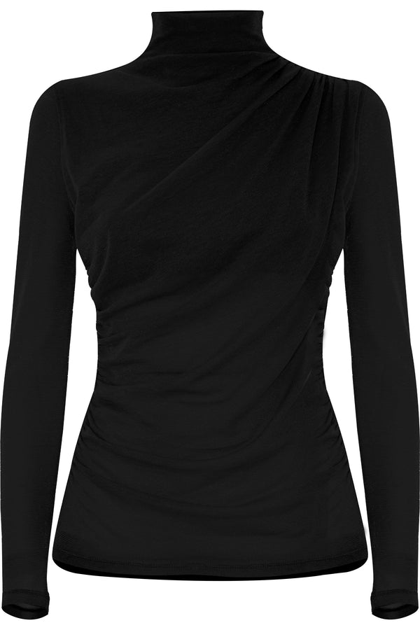 Polo neck T-shirt with draped details - T-Shirt LORELY