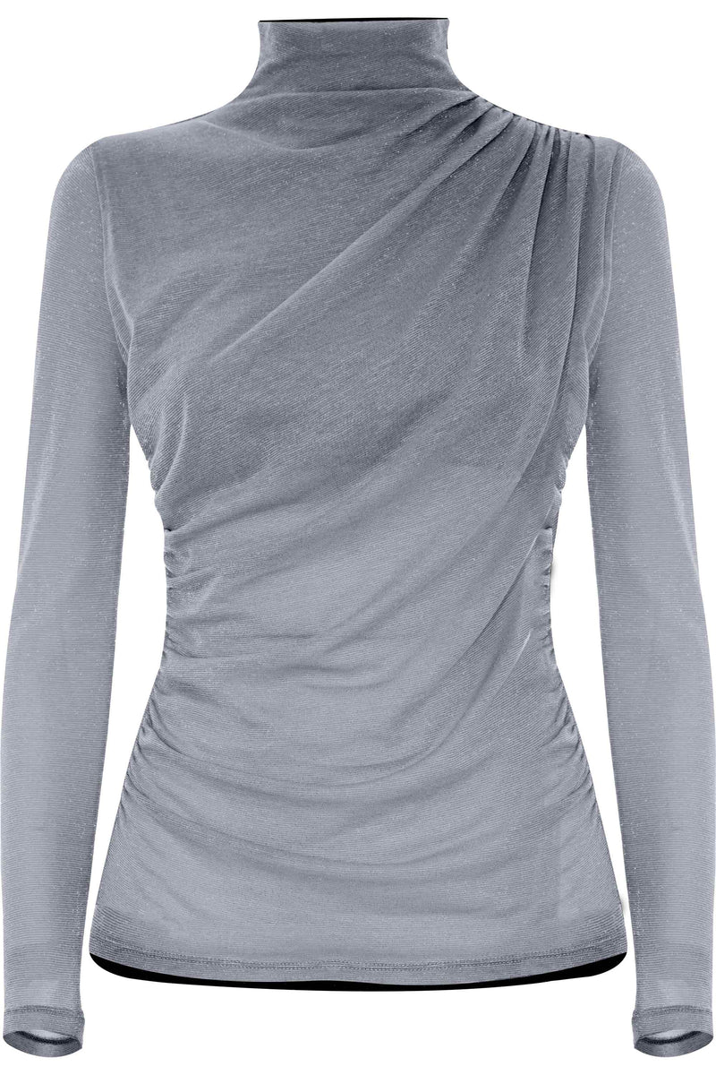 Polo neck T-shirt with draped details - T-Shirt LORELY