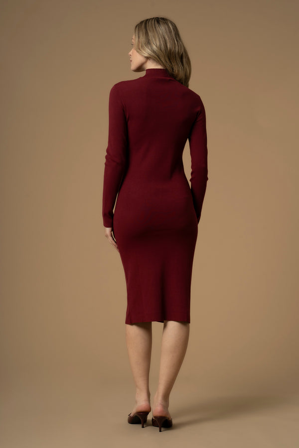 Elegant slimline high neck sweater dress - Dress AREZIA