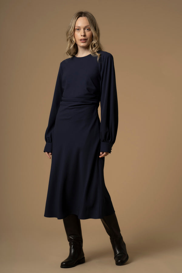 Classic stylish gathered waist over knee dress - Dress ESTERINA