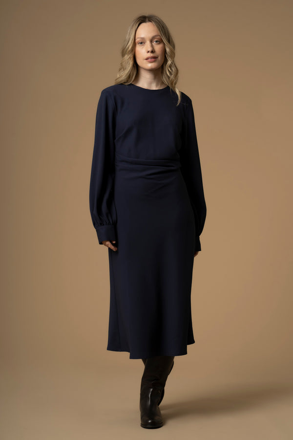 Classic stylish gathered waist over knee dress - Dress ESTERINA