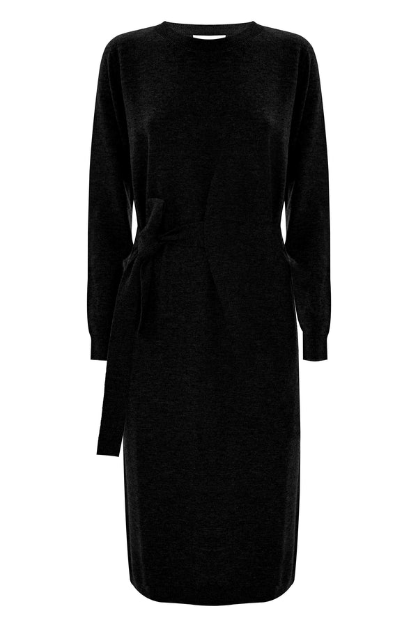 Stylish knee length belted waist dress - Dress CARITEA