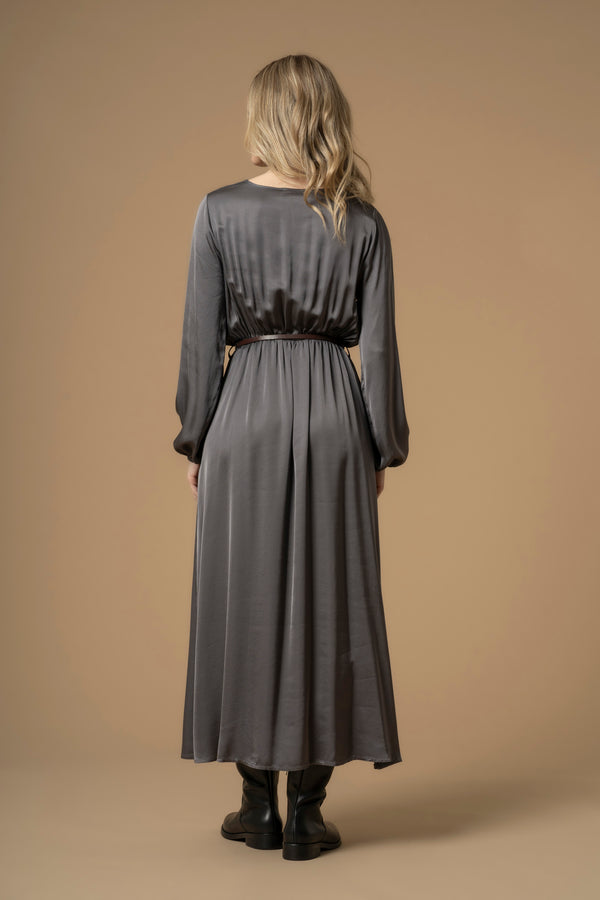 Elegant full length dropped neck dress - Dress ANDROSIA