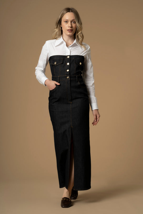 Chic casual full length shirt-style dress - Dress DENIM DEVRAJ