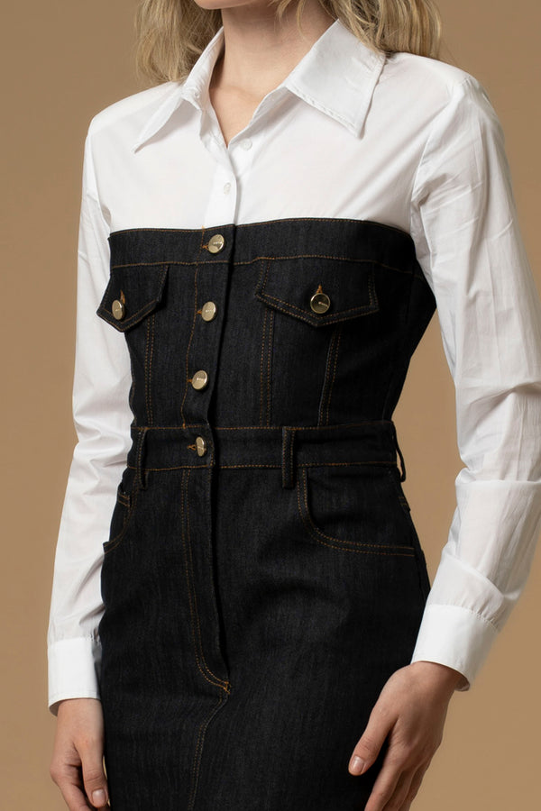 Chic casual full length shirt-style dress - Dress DENIM DEVRAJ