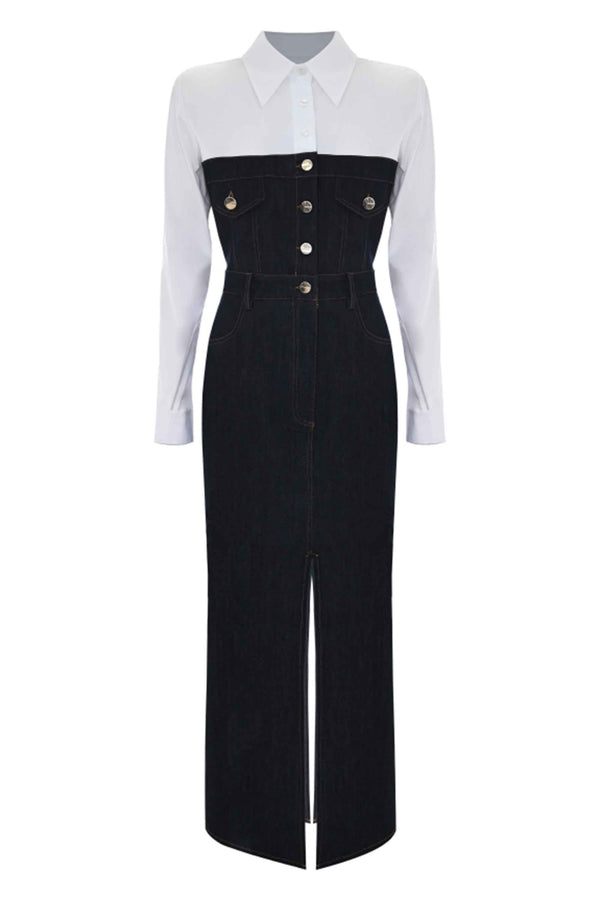 Chic casual full length shirt-style dress - Dress DENIM DEVRAJ