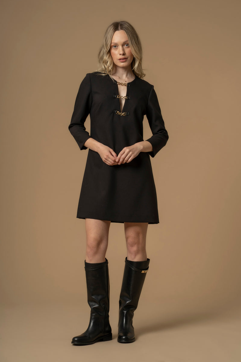 Robe coupe courte droite manches 7/8 - Robe ELISABETTE