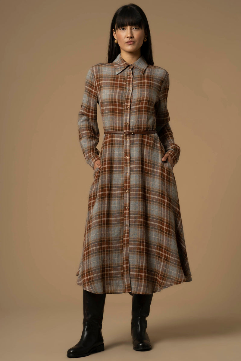 Col Chemisier Robe Robe Droite Boutonnée à Manches Longues Avec