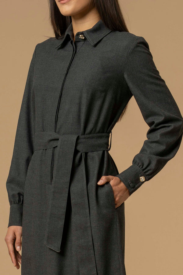 Simple elegant three quarter length shirt dress - Dress CRISEIDE