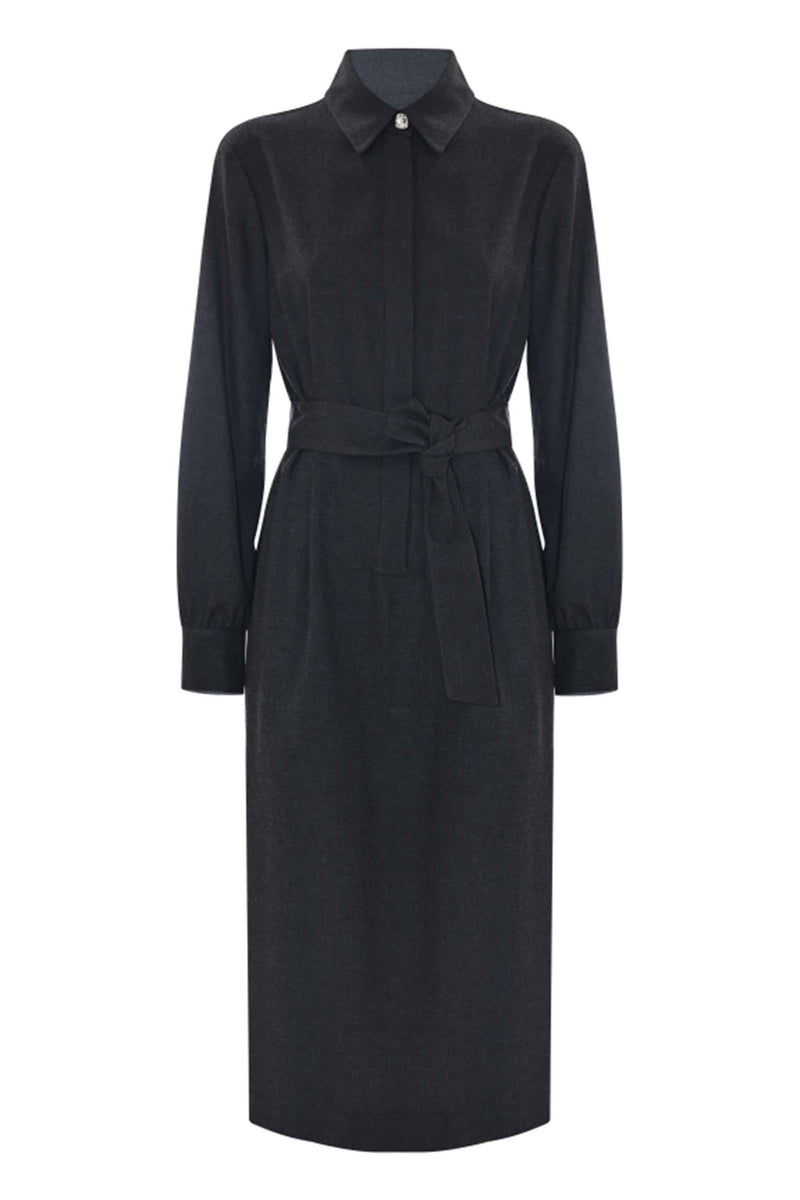 Vestido midi camisero con cinturón ajustable - Vestido CRISEIDE