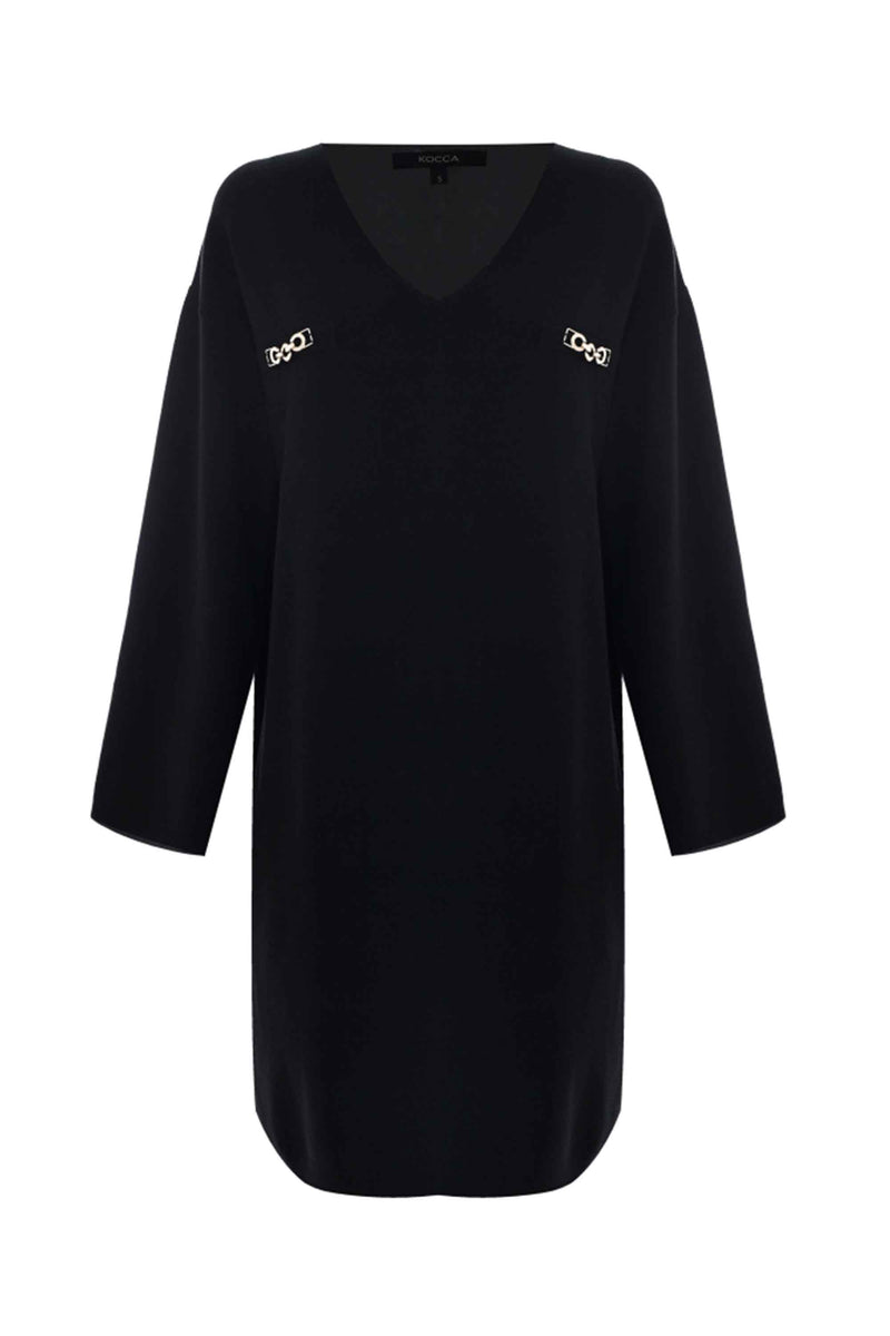 AUSELILY Abito Invernale da Donna a Maniche Lunghe in Maglia con Scollo Rotondo e Tasche Nero S AUSELILY Abito Invernale da Donna a Maniche Lunghe in Maglia con Scollo Rotondo e Tasche Nero S