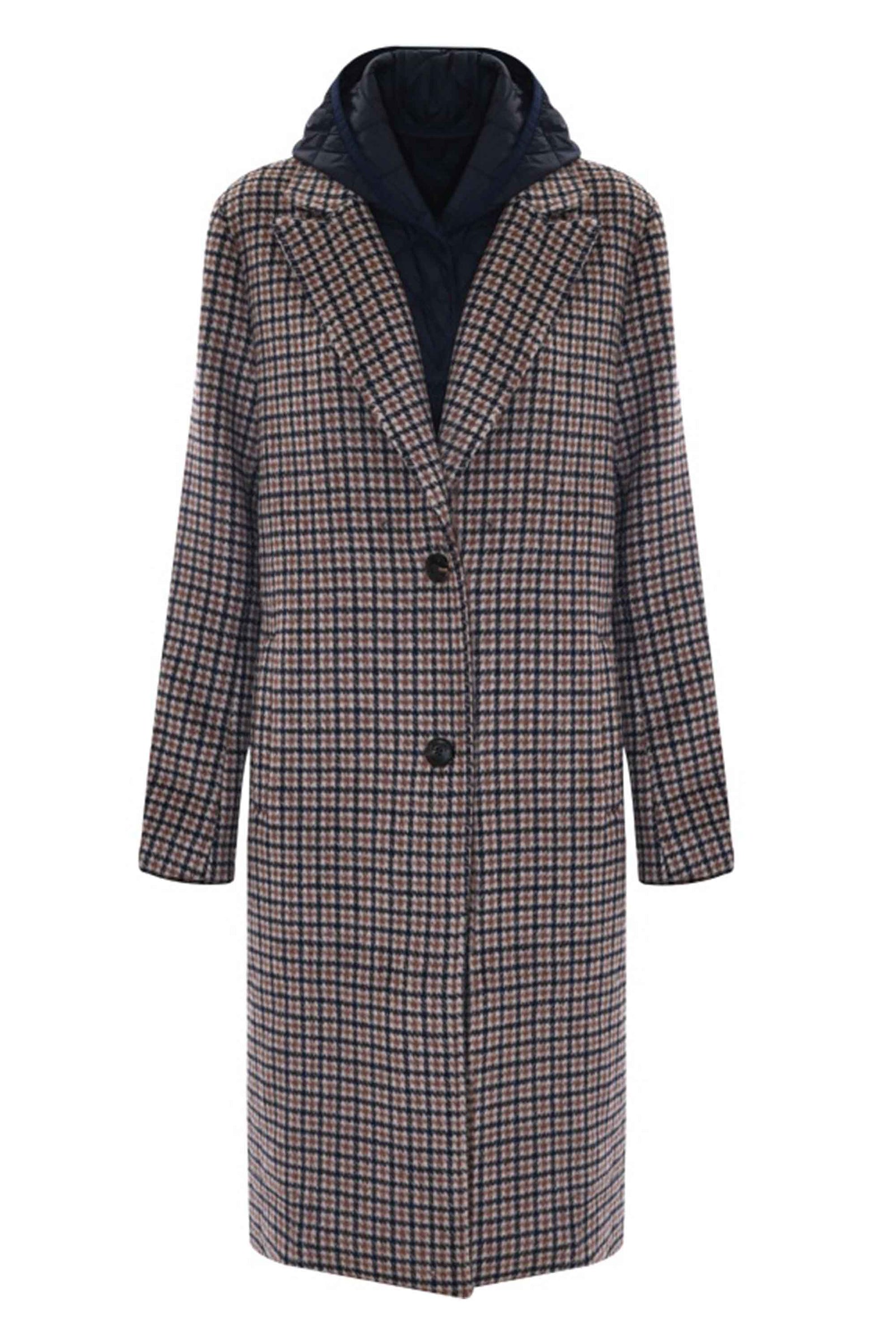 Stylish elegant three quarter lightly checkered coat Coat DIDIER