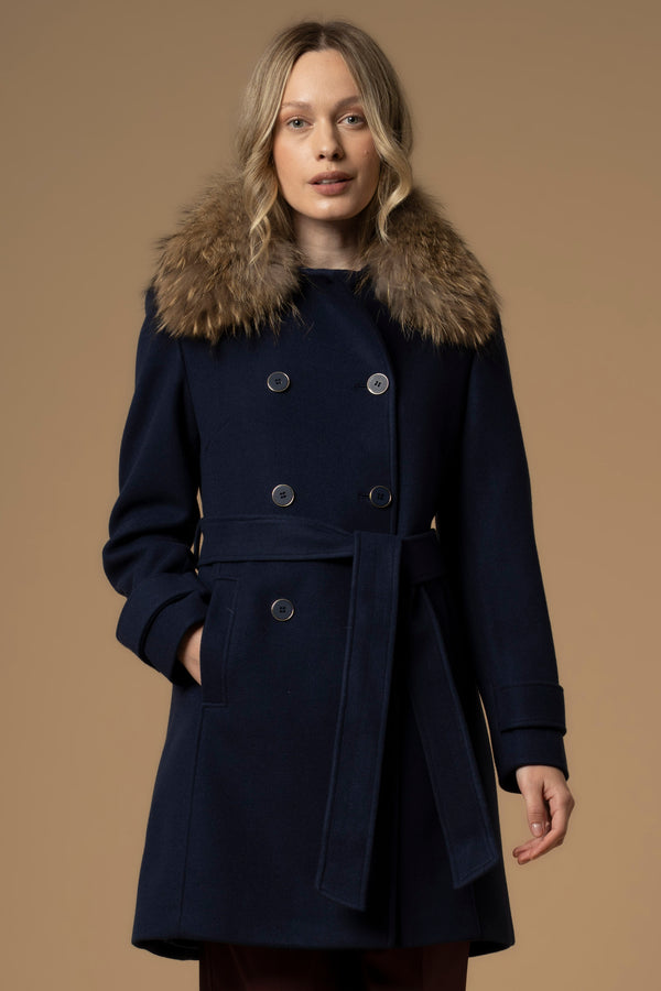 Abrigo largo solapa efecto pelo - Chaqueta ECRUFUR
