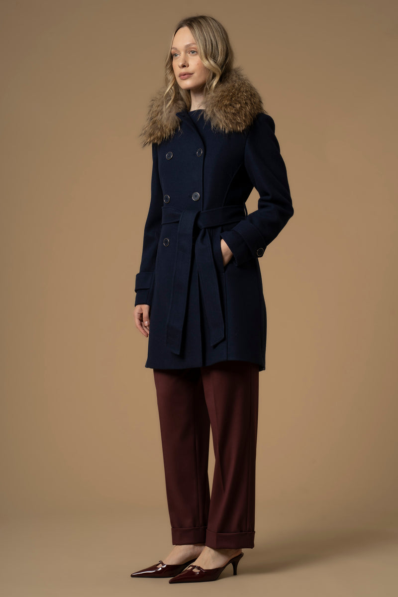 Abrigo largo solapa efecto pelo - Chaqueta ECRUFUR