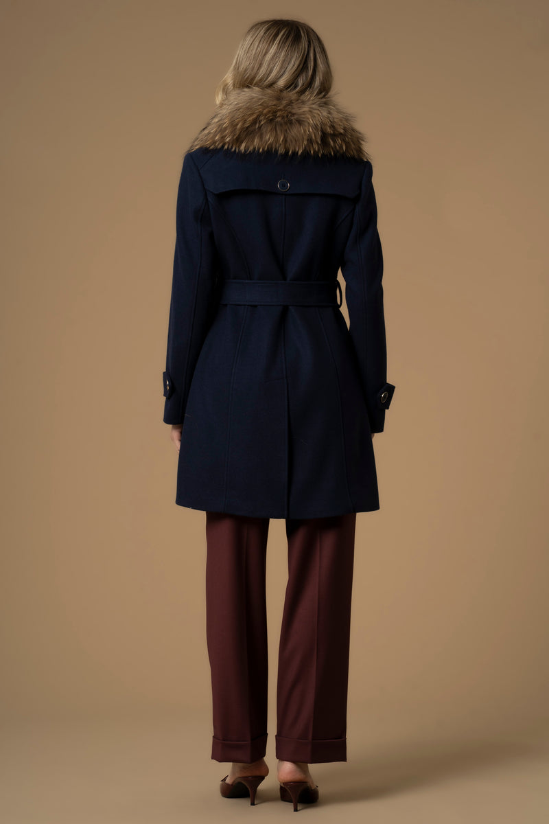 Abrigo largo solapa efecto pelo - Chaqueta ECRUFUR