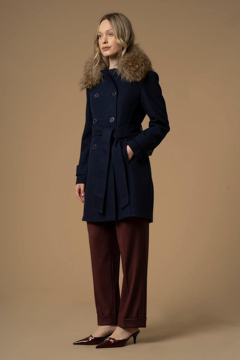Abrigo largo solapa efecto pelo - Chaqueta ECRUFUR
