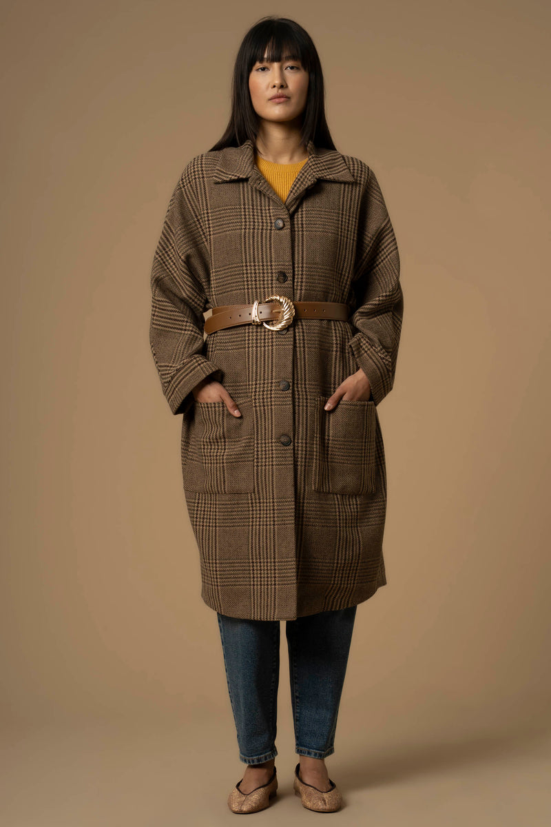 Manteau long avec col chemisier - Manteau CARIDDI