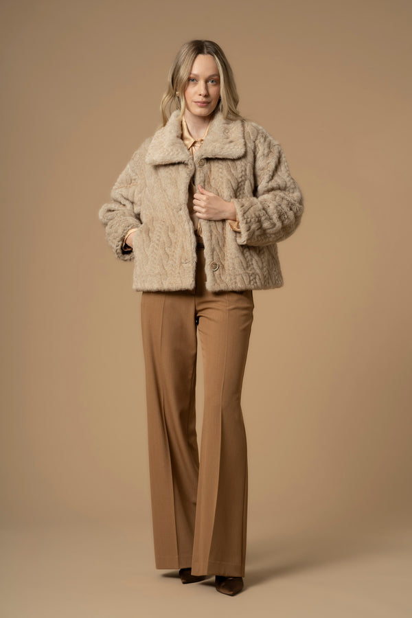 Abrigo corto borreguillo trenzado - Chaqueta MARIELIES