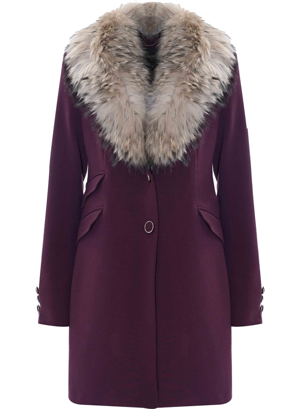 Abrigo solapa efecto pelo - Chaqueta COLLO PELLICCIA JOLUKAFUR